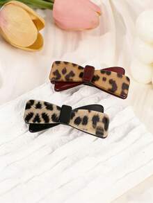 1 buc Vintage Leopard Print Bow Hair Clip pentru femei Y2K estetic Hair Barrettes cadou de Paște Ziua Sfântului Patrick cadou accesorii de petrecere uz zilnic, cleme cu gheare - Multicolor - Vizualizare 4