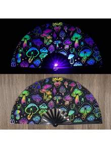 1 pieza Abanico plegable de gran tamaño con patrón de lunares de arcoíris vibrante y aleatorio, abanico de regalo, accesorio para actuaciones, abanico mágico, adecuado para festivales, bodas, fiestas, discotecas, unisex, patrón aleatorio, verano, vacaciones - Multicolor - Ver 6