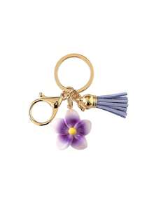 1pc New Fashion Flower Keychain, Women Bag Charm Tassel Keyring, Unique Gift For Girlfriend, Wife, Friend, Birthday, Valentine's Day, Christmas - Multicolor - View 6