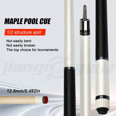 1pc White Billiard Cue Stick With Glitter Effect, 1pc 12.5mm Thick Leather Tip Billiard Cue Stick