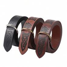 凯尔特中世纪文艺复兴风格压纹皮革腰带，PU皮革 - 團結 - 查看 8