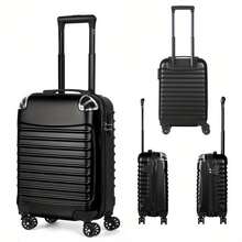 20 Inch Boarding Suitcase With Locking Spinner Wheels. Black Carry-On Luggage.ABS Hard Shell Luggage. Stylish Suitcase For Air Travel And Short Trips. - Black - View 5