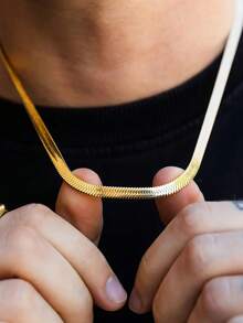 Dây chuyền hình xương cá vàng, dây chuyền hình rắn unisex, dây chuyền choker hình rắn kiểu trung tính, dây chuyền hình rắn nữ đeo hàng ngày. - Thép - Xem 13