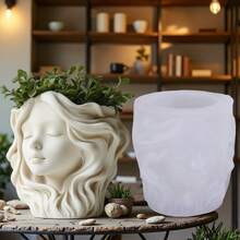 Cubulo 1个女孩头像硅胶模具 - 可重复使用，适用于DIY多肉植物花盆、烛台和树脂工艺品 - 模具 - 查看 2