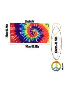 1 Set Hippie Accessories Outfit, 1970s Tie-Dye Leopard Print Costume, Hippie Outfit Set, Cosplay, Festival Costume Props (Headband, Necklace) - Multicolor - View 7