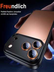 Alloy Orange Metal Ring With Tempered Glass 3pcs Camera Lens Protector Compatible With Iphone 17 Pro/17 Pro Max Anti-Scratch Compatible With Iphone 17 Pro/17 Pro Max Camera 9H+ Hardness Easy Installation Spring Gift Birthday Anniversary - Orange - View 7