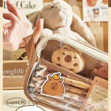 Case 33-Piece Cute Capybara Pencil Case Set - Kawaii 5-Layer Transparent Pen Bag With Compartments, Large Capacity Multi-Functional Student Stationery Set Includes Pins, Stickers & Notebook - 5-layer Multi-functional Pencil Case That Can Be Carried By Hand - View 12