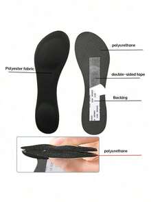 1 Pair Women's Sweat-Absorbing Anti-Slip Sandal Insoles, Self-Adhesive Breathable 3/4 Pad, For Women Heels, Women Shoes, Kitten Heels, Beach Accessories For Women Vacation Outfits - Đen 3 - Xem 4