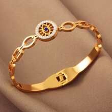 Vòng tay bằng thép không gỉ mạ vàng 18K sang trọng, thanh lịch dành cho nữ, trang sức cổ điển, quà tặng cho mẹ dịp Giáng sinh, Lễ Tạ ơn, Halloween, đám cưới, tiệc tùng/dạ hội/phụ kiện hàng ngày, quà tặng kỷ niệm, Ngày Valentine, trang sức phong cách Boho, quà sinh nhật, quà tặng cho phù dâu. - vòng đeo tay - Xem 3