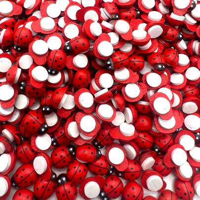 100Pcs Mini Ladybug Embellishments, 3D Resin Ladybug Stickers, Cute Red Insect Decals For DIY Crafts, Scrapbooking, Nail Art, Home Decor