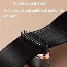 Mini Wireless Hair Straightening Brush, Suitable For Bangs, Portable Rechargeable USB Hair Straightener, Mini Hot Brush - Black - View 4