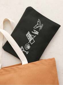 定制海岸风化妆包 - 可个性化定制“海岸最后的祝酒”图案，可重复使用，饰有眼镜和贝壳图案，轻便，手工绘制风格，轻巧便携，化妆品和洗漱用品收纳包 - 彩色 - 查看 4