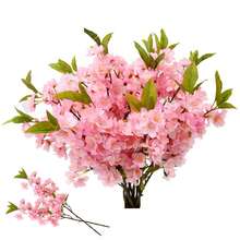 高品质仿真粉色樱花，塑料花茎，适用于婚礼、订婚、母亲节装饰，也适用于家居、办公室、派对、酒店和花园装饰，尤其适合圣帕特里克节、情人节和毕业季。 - 粉色 - 查看 5