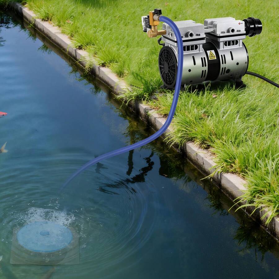 Pond Aerators, 5.2CFM Aeration System For Lakes Up To 3 Acres, 3/4 HP Air Compressor, 1 Diffuser & 100' Weighted Tubing, Outdoor Pond Aeration Pump For Deep Water Oxygen Circulation - 5.2CFM 1 Silicone Diffusion Disk 1 - View 1
