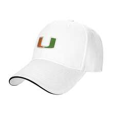 University Of Miami Logo Embroidered Baseball Cap For Men & Women, Baseball Football Print Soft Top Dad Hat Casual Outdoor Sun Protection Cap - trắng - Xem 1