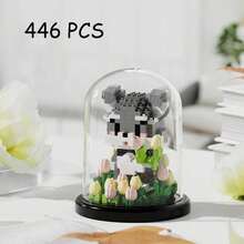 可爱宠物花朵积木玩具，迷你宠物动物系列积木，DIY积木套装，创意桌面摆件礼品，生日、感恩节、万圣节、圣诞节趣味玩具，400+块 - 彩色 - 查看 9