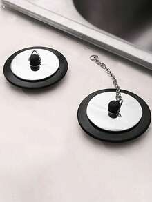 1pc Drain Stopper With Chain, Bathtub Sink Water Stopper, Bathroom Sink Plug, Bathroom Accessories - Round - View 3