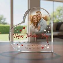 Custom Heart Shaped Acrylic Plaque With Photo Name Date Text,  Personalized Birthday Memorial Valentines Day Gift For Boyfriend Girlfriend Romantic Picture Frame Couple Decor - Multicolor - View 2