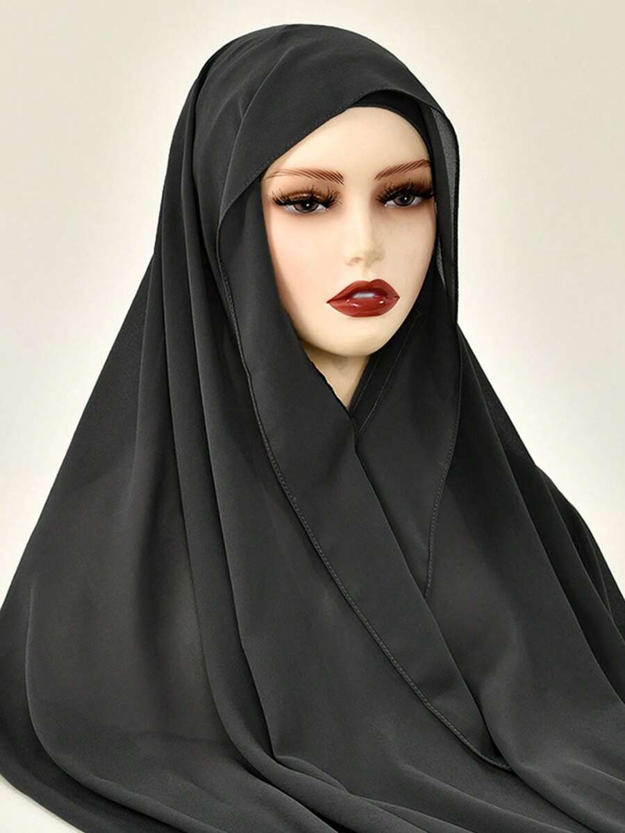 1件纯色磁性雪纺长围巾披肩，柔软轻盈，多功能大码丝滑触感围巾，适合晚礼服、派对、旅行、办公、婚礼礼物