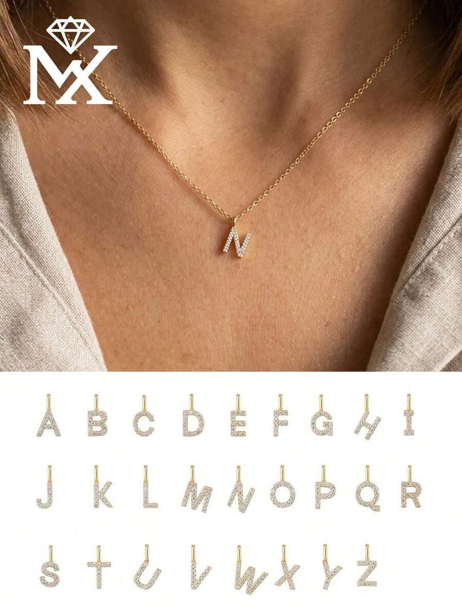 SYMFNY S925 Silver Necklace, 26 Letters A-Z, 14K Gold Plated, Gift For Girlfriend, Lady, Girl On Valentine's Day - Yellow Gold - View 1