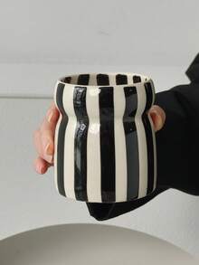 Cabin Kangaroo 1 chiếc cốc sứ kẻ sọc vẽ tay kiểu Ins, cốc cà phê thiết kế độc đáo, cốc ăn sáng gia đình, cốc đựng cọ trang điểm cao cấp. - Nhiều màu - Xem 16