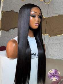 5*5 Wear And Go #1B 黑蜂蜜金长款假发（8-34 英寸），真人前额发丝，13x4 高清蕾丝前假发，200% 密度，巴西原生预剪蕾丝真人前额发丝，直发假发，预先拔毛，带婴儿发，混合发丝，适合女性日常、派对、圣诞节等场合使用。 - 自然色&黑色系 - 查看 1