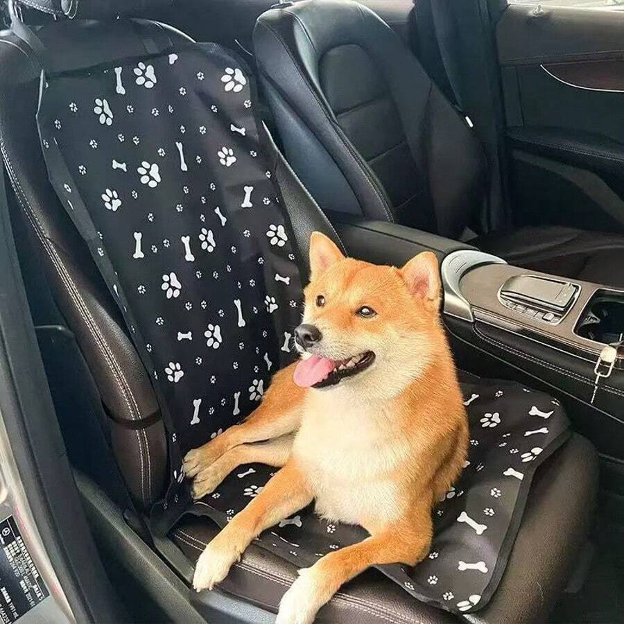 1pc Oxford Cloth Water-Resistant Anti-Scratch Pet Car Seat Cover With Pattern, Easy To Install And Clean, Puppy-Friendly, Suitable For Dogs And Cats