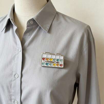 1pc Cartoon Personalized Fashion Paint Palette Brooch, Versatile Daily Wear Accessory