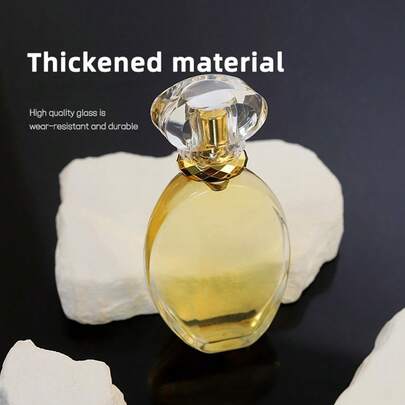 1pc,50ml Empty Perfume Bottle – Transparent Screw Neck Oblong Refillable Atomizer With Fine Mist Sprayer & Gold Cap, Ideal For Travel & Gifting