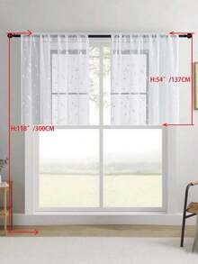 1 pièce Rideau transparent brodé, motif floral, avec poche pour tringle, en fibre de polyester avec protection UV et respirabilité, convient pour le salon, la chambre à coucher, la salle à manger - Blanc - Voir 18