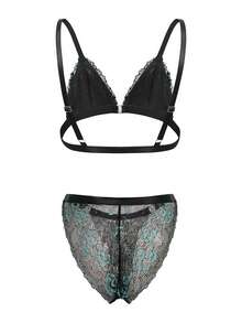 Women's Embroidered Lace French Romantic Comfortable Sexy Lingerie Set - Black - View 7