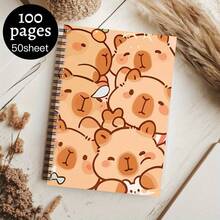 1 szt. Uroczy spiralny notes z motywem kapibary, wykonany z wysokiej jakości papieru, odpowiedni do szkoły i biura, wspaniały prezent dla przyjaciół, uczniów i nauczycieli, idealne opakowanie na artykuły papiernicze i prezent, może służyć również jako planer. - wielobarwność - Zobacz 3