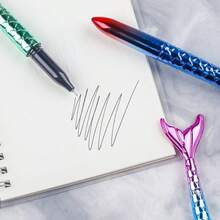 5pcs Creative Cute Fish Tail Shaped Ballpoint Pens, Fish Tail Inspired Stationery, Black Ink Pens, Suitable For Exams, School Prizes, Office Supplies, Gifts, Back To School, Holidays - Sets - View 4