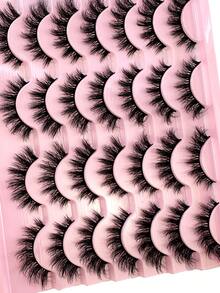 14 Pairs Cartoon Style Faux Mink Cat Eye False Eyelashes, Natural & Thick, Makeup Essential For Travel - Black - View 5
