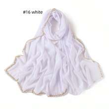 1pc Women's Chiffon Beaded Scarf, Malaysian Headscarf, Fresh And Sweet Long Scarf - Multicolor - View 14