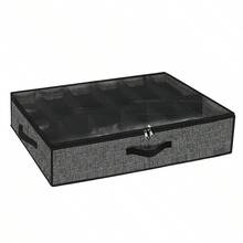 1pc/2pcs - Foldable Non-Woven Fabric Partitioned Dustproof Shoe Box, Suitable For Under-Bed Storage, Can Hold 12 Pairs Of Shoes, With Partitions And A Transparent Lid, Making It Very Convenient To Organize Shoes. - Multicolor - View 3
