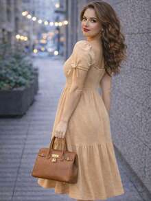 VESTIDO LARGO TIPO CAMPESINO CON MANGA MOD. ALY - Camel - Ver 3