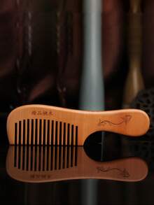 1Pc Peach Wood Comb Simple Comfortable Atmospheric Classic Wood Comb Girls' Long Hair Straight Hair Multi-Functional Cute Retro Comb - Multicolor - View 4