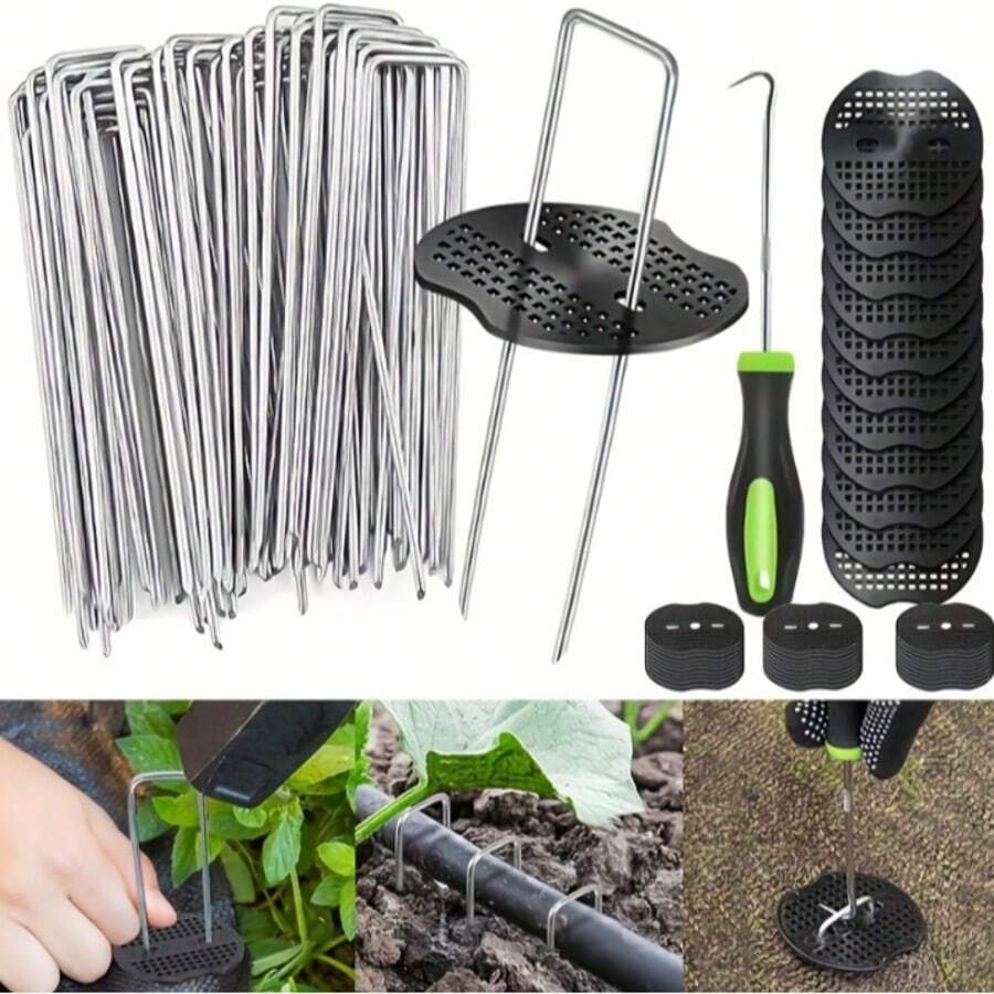 Garden Peg Silvery Metal U-Shape Garden Staple With Mats & Precision Hook Garden Ground Nail Film Fixed Pegs Gardening Fixing Tools Film Peg - U-shaped Nail - View 1