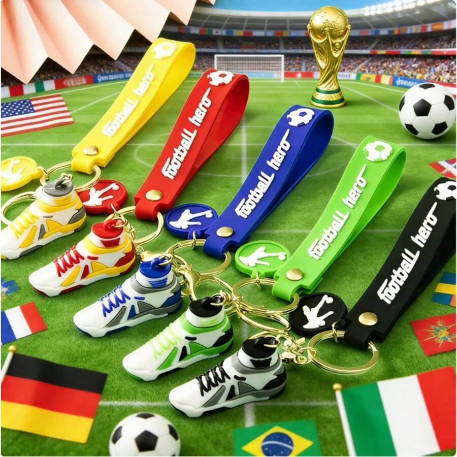 Llavero de zapatos de fútbol de la Copa Mundial 2026, colgante de zapato de fútbol de silicona, amuleto de recuerdo de aficionado colorido, regalo ideal para entusiastas del fútbol - Ver 1
