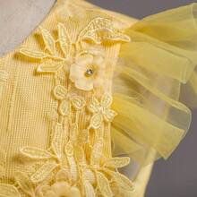 Vintage Lace Party Dress For Girls - Boho Style Maxi Gown For Pageant, Wedding & Celebration - 黃色 - 查看 5