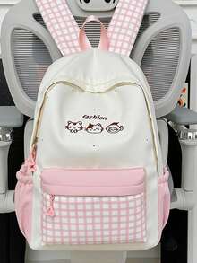 New Arrival High-Quality Fresh & Sweet Cute Plaid Backpack, Large Capacity Lightweight Commuter Backpack - Multicolor - View 3