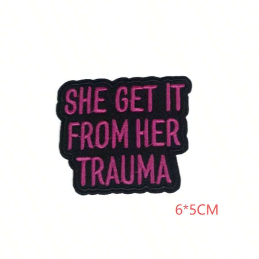 1 Stück Fuchsia Lustiger englischer Buchstabe bestickter Bügel-Aufnäher, geeignet für DIY Kleidung und Accessoires - Hüte, Jeans, Kleider mit einzigartigem Design, süße cartoon-bestickter Applikation - 1 Buchstabe Stickerei DIY Aufnäher - Übersicht 1