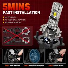 DrViAion 2个H7 LED大灯灯泡套装，迷你型，120W，60000流明，6500K白光，适用于汽车前大灯，12V，H7涡轮LED，2025新款大灯 - 白色 - 查看 6