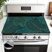 1pc, 2D Flat Protective Cover With Green Leaf Pattern, Fashionable And Easy To Clean, Suitable For Any Kitchen, Washing Machine, Dryer, Furnace Panel Protection Device And Glass Furnace Cover (Changing Furnace). - Multicolor - View 8