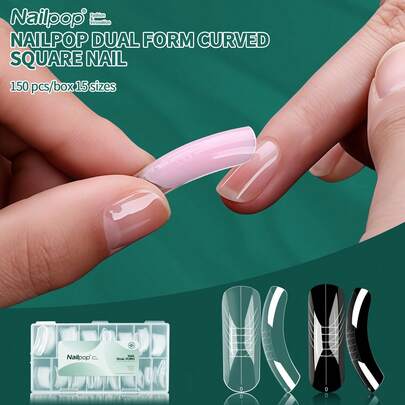 Nail Dual Forms For Poly Gel, Dual Forms Molds Reusable,Pre-Designed French Guildelines Polygel Tips For Nail Extension Salon Home DIY
