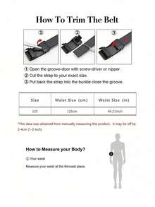 Men's High-End Zinc Alloy Letter Automatic Buckle Leather Belt, Casual Versatile Minimalist Strap, Random Pattern Cutting - Multicolor - View 6