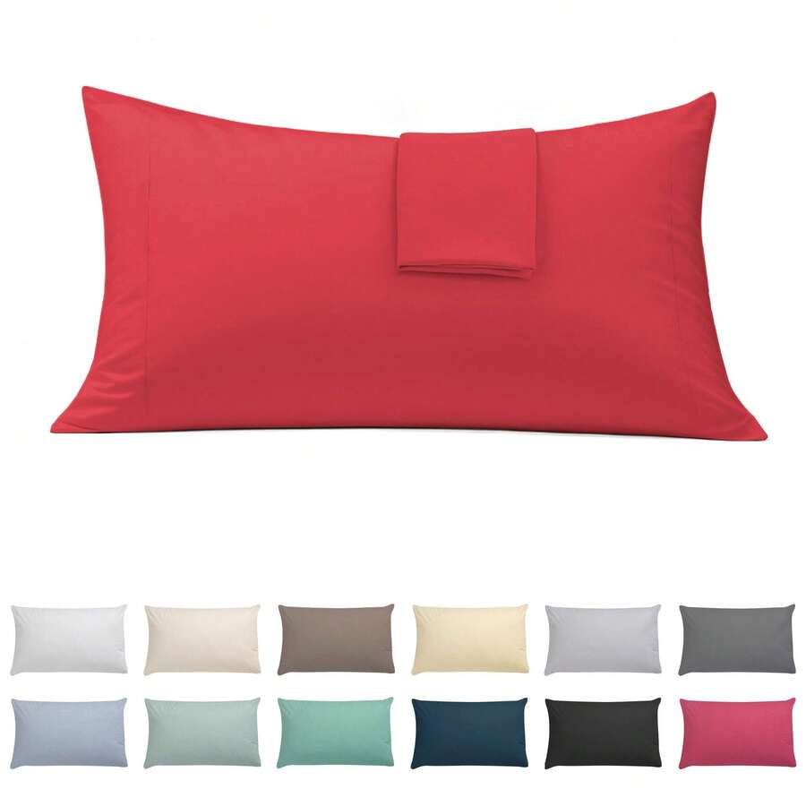 Ecommerc3 Pillowcase Pack Of 2, Cotton, 45x100 Cm, Flap Closure, Wide Variety Of Colors - 紅色 - 查看 1