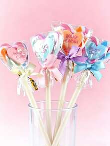 1支/2支/4支装心形棒棒糖圆珠笔，0.7毫米，日记本、返校必备及学习用品 - 愛心糖果原子筆 - 查看 4