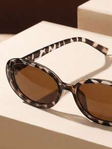 1 Cặp kính râm gọng oval nhỏ, kiểu dáng Bohemian, phù hợp cho cả nam và nữ, thích hợp đeo hàng ngày, chụp ảnh đường phố, đi nghỉ mát, đi biển và mùa tựu trường. - màu nâu - Xem 3